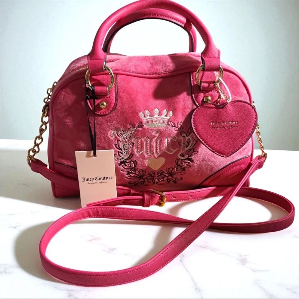 Juicy Couture Bowler Bag in Fuchsia with Gold Accents